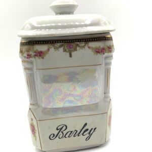 Vintage Hand Painted Japan Lusterware Barley Ceramic Canister
